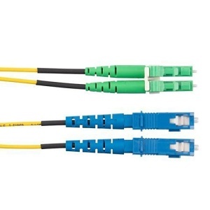 Panduit F92ERB1SNSNM002 Fiber Optic Patch Cord, OS2 2-Fiber 1.6mm PC OFNR Line Card1/APC to Silver Coated Copper Duplex, 2m
