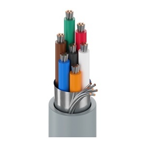 Belden 9537 060500 RS-232 Multi-Conductor Cable, 7C 24 AWG, Foil Shield, PVC Jacket, 500', Chrome