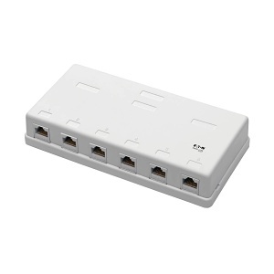 Eaton Tripp Lite N236-006-WH CAT6 Pre-Configured Unshielded 6-Port Surface Mount Box with 110 IDC RJ45, White