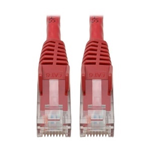 Eaton Tripp Lite N201-06N-RD CAT6 Gigabit Snagless Molded UTP Ethernet Cable RJ45 M/M, PoE, 6" (15.24cm), Red