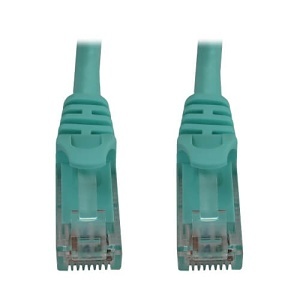 Tripp Lite N261-050-AQ CAT6A 10G Snagless Molded UTP Ethernet Cable (RJ45 M/M), PoE, 50' (15.2m), Aqua