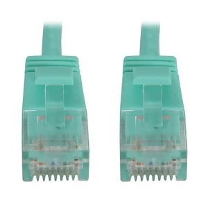 Eaton Tripp Lite N261-S6N-AQ CAT6 10G Ethernet Cable, Snagless Shielded Slim UTP, PoE, 6", Aqua