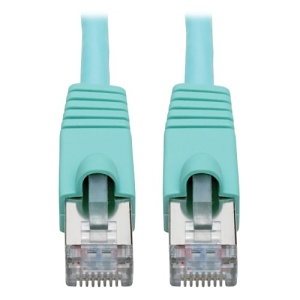 Eaton Tripp Lite N262-015-AQ CAT6A 10G Snagless Shielded STP Ethernet Cable (RJ45 M/M), PoE, 15', Aqua