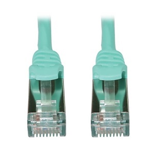 Eaton Tripp Lite N262-S07-AQ CAT6 10G Ethernet Cable Snagless Shielded Slim STP, PoE, 7', Aqua