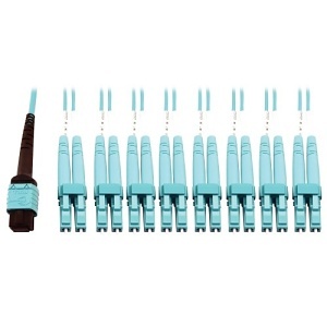 Eaton Tripp Lite N846D-05M-24CAQ Fiber Optic Patch Cord, 24-Fiber for MPO, 5m, Aqua