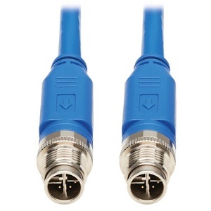 Eaton Tripp Lite NM12-601-05M-BL Cat6 1G UTP CMR-LP Ethernet Cable M/M, IP68, PoE, Blue, 16.4"