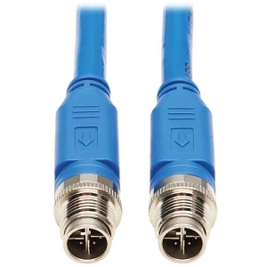 Eaton Tripp Lite NM12-6A1-01M-BL CAT6A 10G F/UTP CMR-LP Shielded Ethernet Cable (M/M), IP68, PoE, 1m (3.3'), Blue