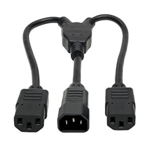 Eaton Tripp Lite P004-18N-2C13 Power Cord Splitter, C14 to 2x C13 PDU Style, 10A, 250V, 18AWG, 18" (45.72cm), Black