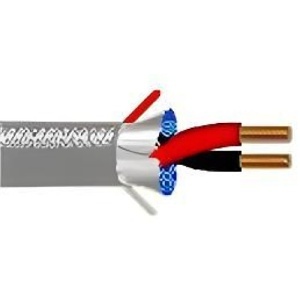 Belden 5520FE 0081000 2-Conductor 22 AWG Audio and Control Cable, Overall Beldfoil Shield with Drain Wire, PVC Jacket, 300V, CMR, 1000', Gray