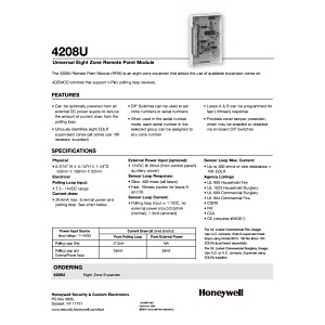 Honeywell Home 4208U V-Plex Universal 8-Zone Remote Point Module