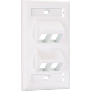 Panduit NK4VSFEI NetKey Faceplate, 4-Port Vertical Sloped, Label, Electric Ivory