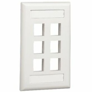Panduit NK6FIGY NetKey Faceplate, 6-Port, with Label Pocket, International Gray