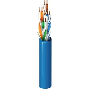 Belden 2412 009U1000 Category 6+ Enhanced Premise Horizontal Cable 350MHz, 4 Pair, 23 AWG Solid Bare Copper Conductors, U/UTP, Riser-CMR, PVC Jacket, White, UnReel, 1,000'