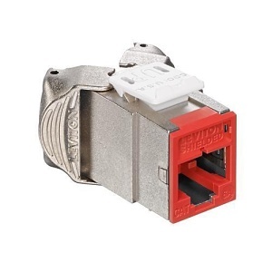 Leviton 6ASJK-RC6 Atlas-X1 Cat 6A Shielded QuickPort Jack, Component-Rated, Crimson