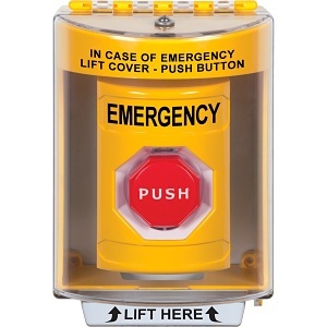 STI SS2275EM-EN Indoor/Outdoor Surface Momentary (Illuminated) Stopper Station with EMERGENCY Label, Yellow