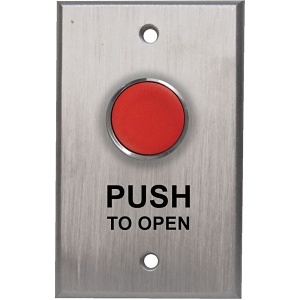 Camden CM-8010R/3 CM-8000 Series Vandal Resistant Push Button, Extended, Spring Return, N/C, Momentary, 'PUSH TO OPEN' Text, Red Button