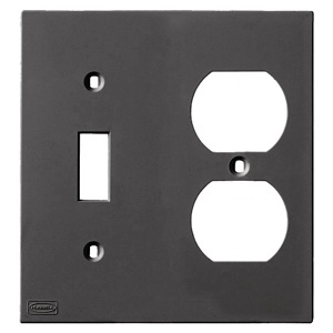 Hubbell KP18BK KP Series Wallplate, Nylon, 2-Gang, 1) Duplex 1) Toggle, Black