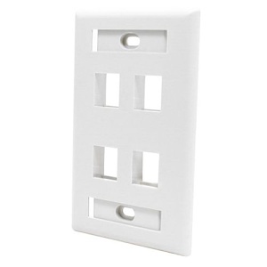 Dynacom 10600-P4-WH Wall Plate, Classic Wall Plate Single-Gang, 4-Port, White