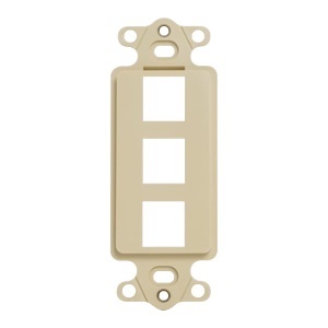 ICC IC107DI3IV Decorator Insert for Keystone Jacks, 3-Port Wall Plate Module, Decora Style, Ivory