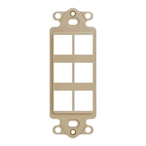 ICC IC107DI6IV Decorator Insert, 6-Port Slim Profile Wall Plate Module, Decora Style, Ivory
