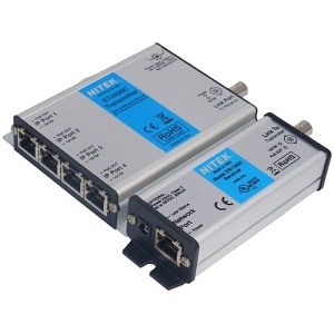 image of n1-el4500c;nitek etherstretch el4500c video extender transmitter/receiver;nitek el4500c networking ethernet and poe extender, rj45 connector, 100 base-tx, 48 to 56 volt dc, 4" width x 4.9" depth x 1" height;image of n1-el4500c