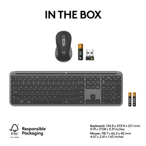Logitech 920-013271 Signature Slim MK955 Combo for Business, Copilot Edition, Wireless Keyboard and Mouse, Graphite