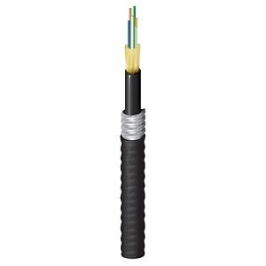 Belden FD3D006A9 FX Indoor/Outdoor OM3 Distribution Tight Buffer Fiber Cable, 6 Fibers OFCP Aluminum Interlocked, Black