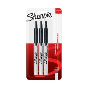 Sharpie 74745PP Retractable Permanent Markers, Fine Point, Black, 3-Pack