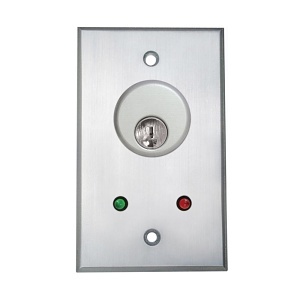 Camden CM-1190-7212-60KA Key Switch, DPDT Maintained, Red and Green 12V LEDs Mounted on Faceplate, Mortise Cylinder 1-1/8", Solid Brass, Chrome