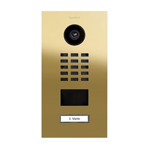DoorBird 429639601 D2101V IP Video Intercom, Surface Mount, Polished Brass