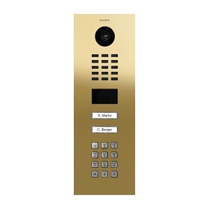 DoorBird 429653348 D2102KV IP Video Intercom Station, Flush Mount, Polished Brass