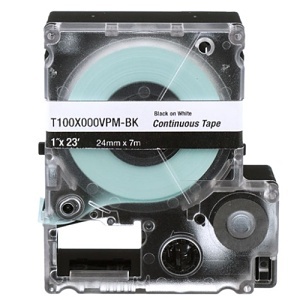 Panduit T100X000YKM-BK Continuous Tape Cassette, Polyester, Black on Clear