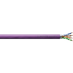 Superior Essex 6S-220-7B CAT6A Network Cable, 4-Pair 23 AWG Shielded Twisted Pair (STP), Plenum Rated (CMP), 1000' Reel, Polyurethane Jacket