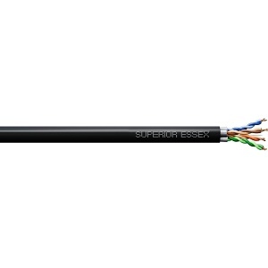 Superior Essex 6S-220-EB CAT6A Network Cable, 4x23 C6A CMP STP 1000' Reel, Black