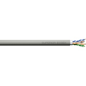 Superior Essex 6T-272-3B CAT6e 23/4 Solid Shielded Cable, CMP, 1000' (304.8m) Reel, Grey