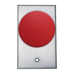 Camden CM-5060R Mushroom Pushbutton, 2-3/8" Diameter, Aluminum Faceplate, Push/Turn to Release, N/O Maintained, Red