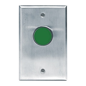 Camden CM-8000G/7 Single-Gang Momentary N/O Push-to-Exit Switch, Green Button, Vandal-Resistant