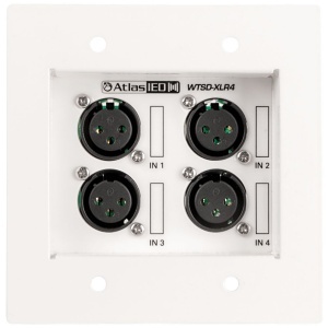 AtlasIED WTSDXLR4 4‑Input XLR Passive Wall Plate, 2‑Gang, Balanced Mic/Line Inputs