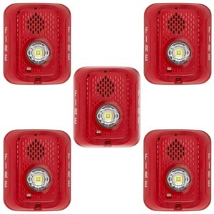 System Sensor BK-P2RLEDGOGOKT Fire Notification Kit, Includes (5) P2RLED Wall Mount Horn Strobes, Red