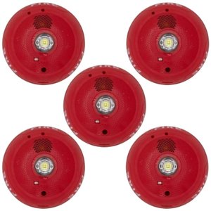 System Sensor BK-PC2RLEDBOGOKT Fire Notification Kit, Includes (5) PC2RLED Ceiling Mount Horn Strobes, Red