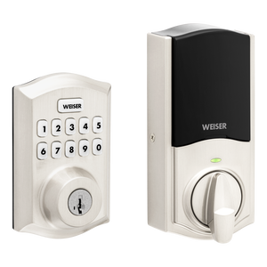 Weiser 9GED18005-001 Z-Wave 700 LR Push Button Traditional Deadbolt Smart Lock, Satin Nickel