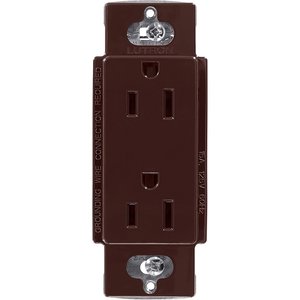 Lutron CAR-15-BR Claro 15A Duplex Receptacle, Decorator-Style Outlet, Gloss Finish, Brown
