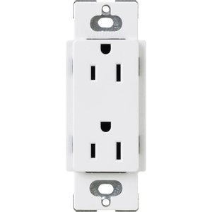 Lutron CARS-15-TR-WH Claro 15A Tamper-Resistant Duplex Receptacle, Decorator-Style Outlet, Gloss Finish, White