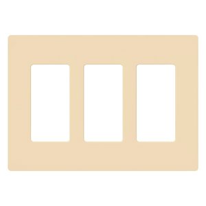 Lutron CW-3-IV Claro 3 Gang Wall Plate for Decorator / Designer Paddle Switches and Dimmers, Gloss Finish, Ivory
