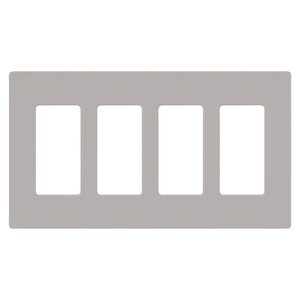 Lutron CW-4-GR Claro 4 Gang Wall Plate for Decorator / Designer Paddle Switches and Dimmers, Gloss Finish, Gray