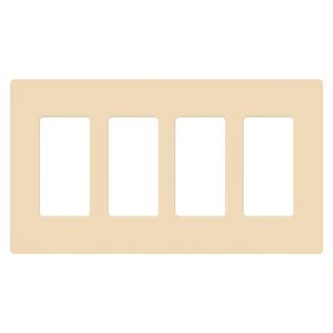 Lutron CW-4-IV Claro 4 Gang Wall Plate for Decorator / Designer Paddle Switches and Dimmers, Gloss Finish, Ivory