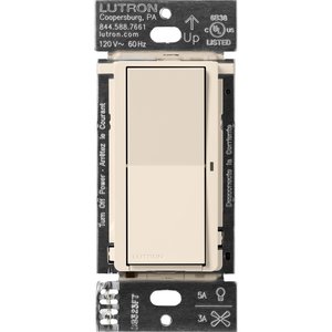 Lutron DVRF-5NS-LA Claro Smart Switch for Caseta, 5A LED or 3A Fan, On / Off Paddle Switch, Single-Pole / 3-Way, Neutral Required, 120V, Light Almond
