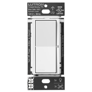 Lutron DVRF-5NS-WH Claro Smart Switch for Caseta, 5A LED or 3A Fan, On / Off Paddle Switch, Single-Pole /  3-Way, Neutral Required, 120V, White