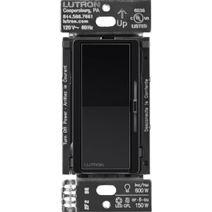 Lutron DVRF-6L-BL Diva Smart Dimmer Switch for Caseta, 150W LED, Single Pole, No Neutral Required, 120V, Black