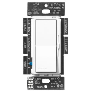 Lutron DVSCCL-153P-BW Diva LED+ Dimmer Switch, 150W LED, Single Pole / 3-Way, No Neutral Required, 120V, . Brilliant White